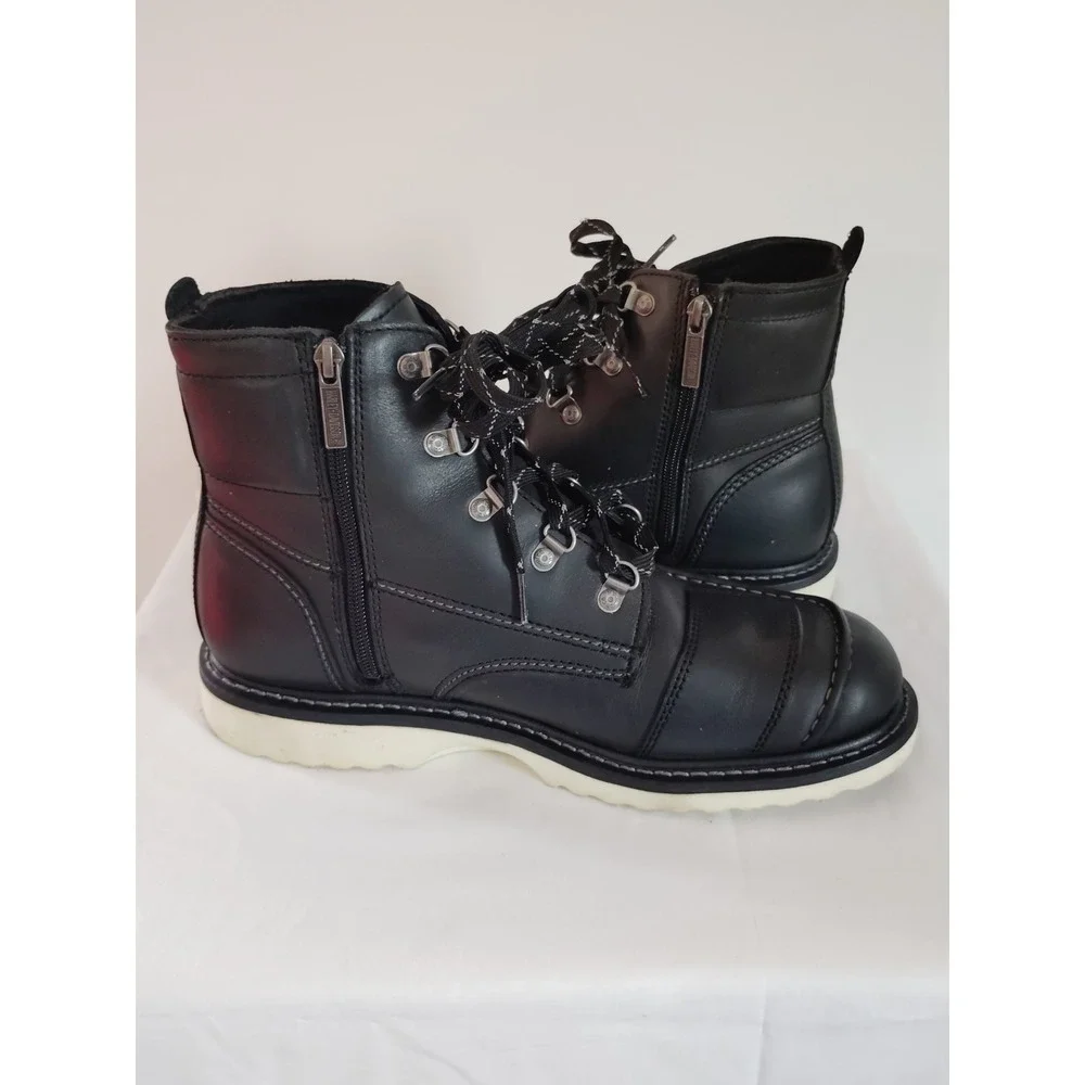 Harley‑Davidson Bremen Black Leather Motorcycle Riding Boots Men 10 Lace Up Goth